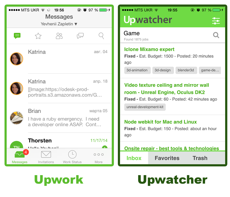 upwork upwatcher ios android